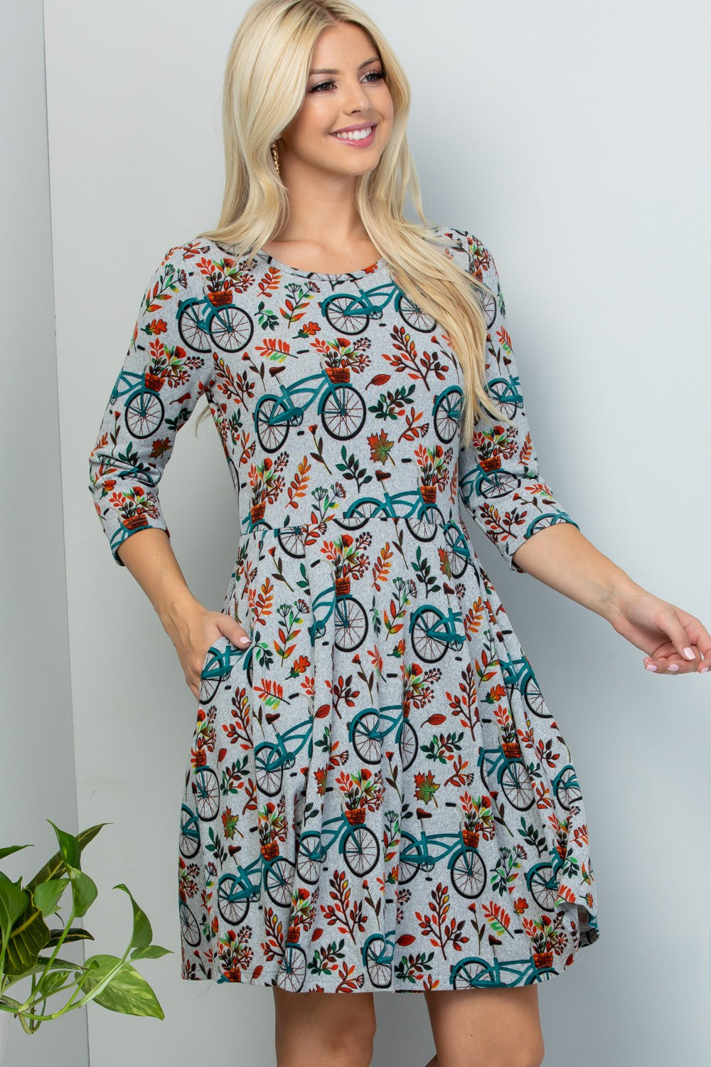 Plus Size Bicycle Print Sweater Dress