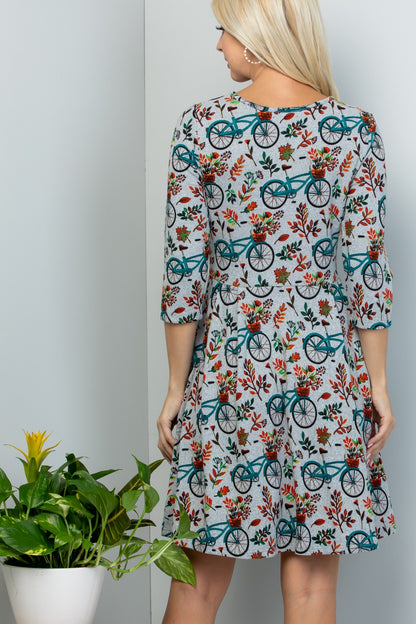 Plus Size Bicycle Print Sweater Dress