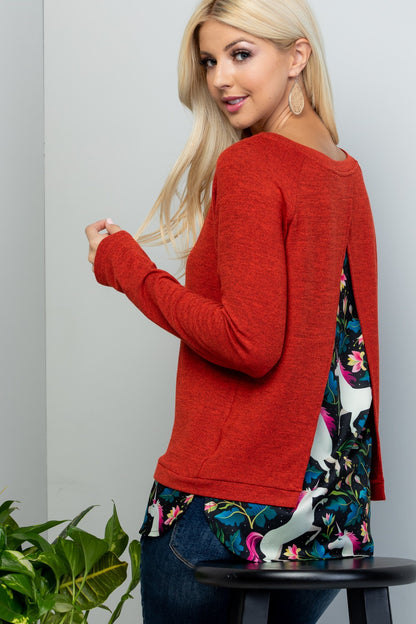 Unicorn Print Sweater Top