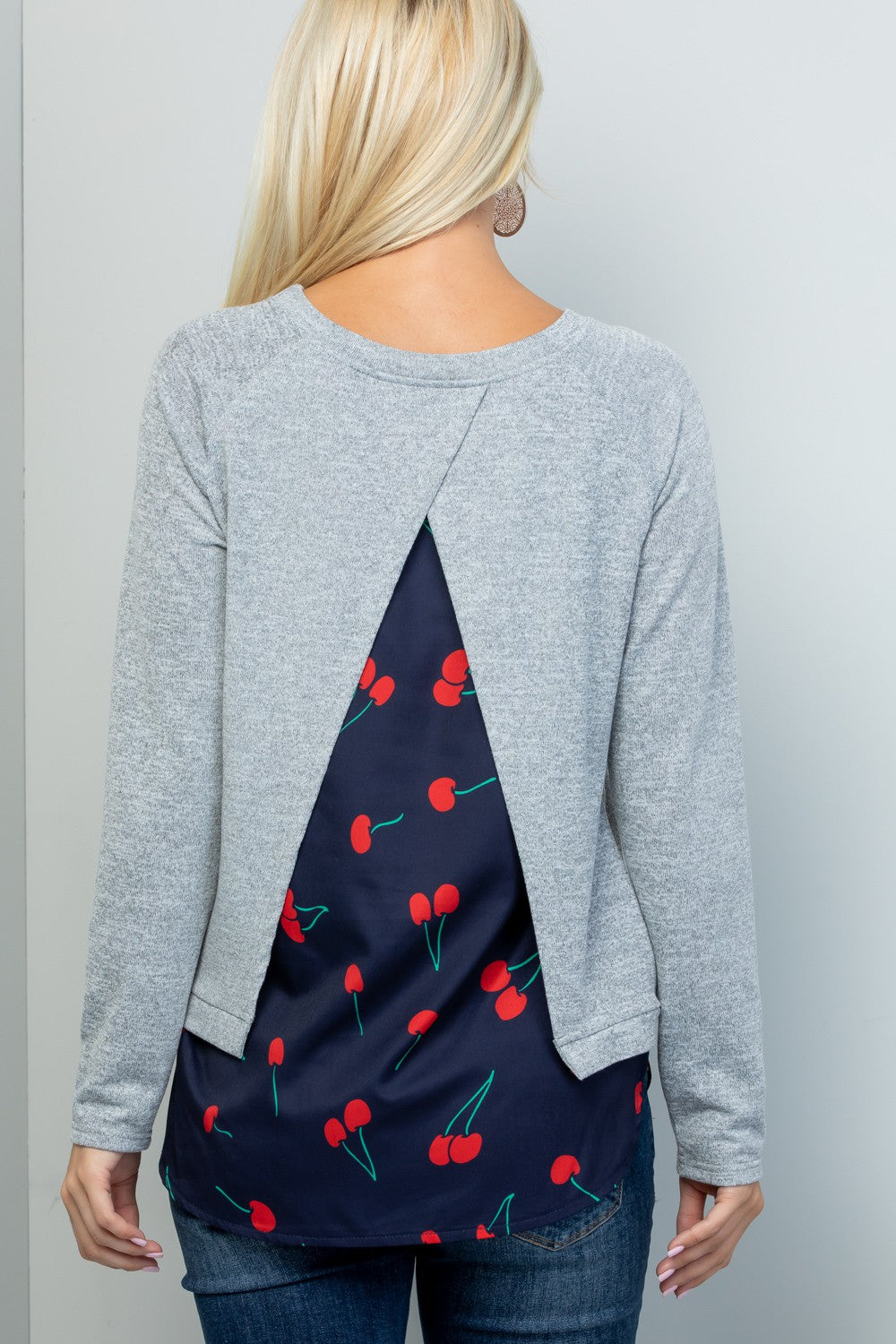 Cherry Print Sweater Top