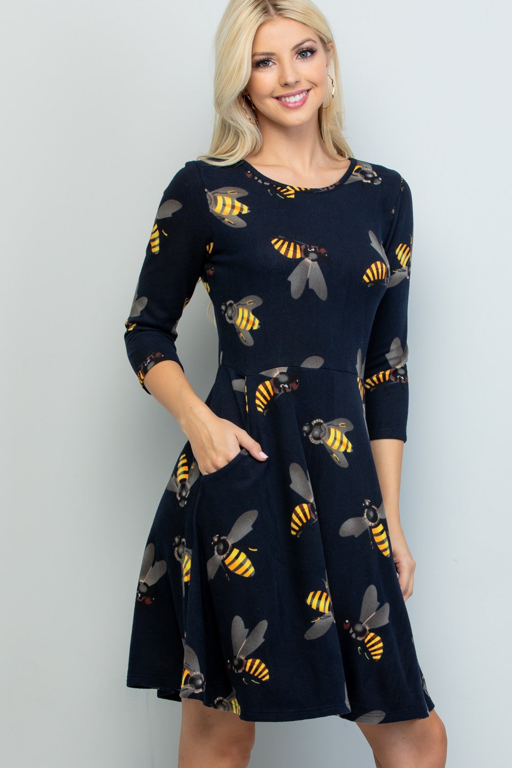 Bee Print Sweater Dress