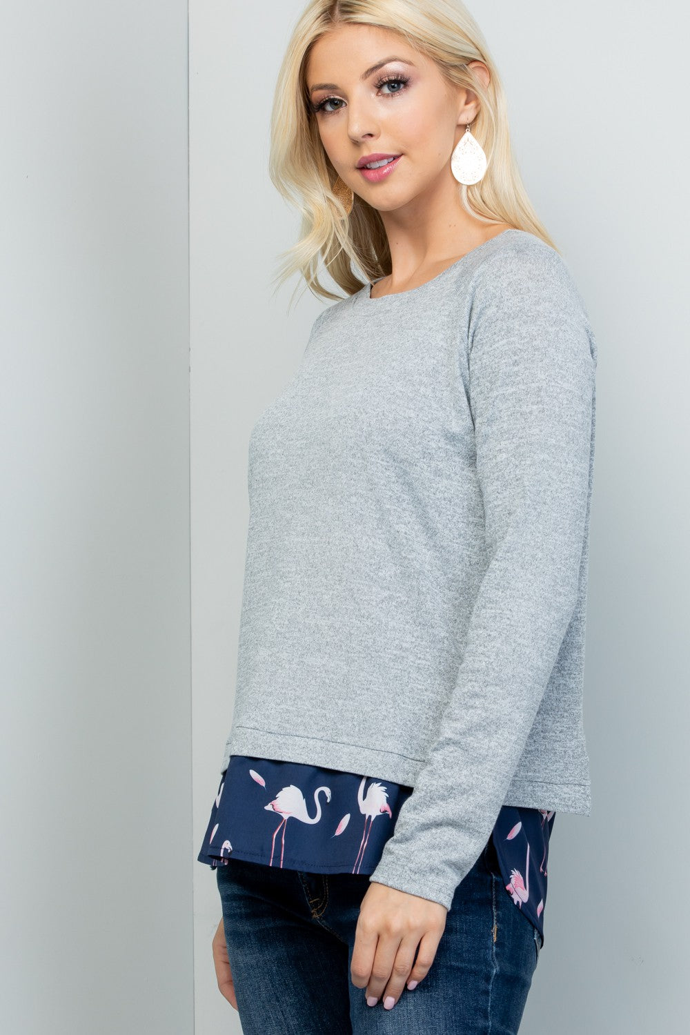Flamingo Print Sweater Top