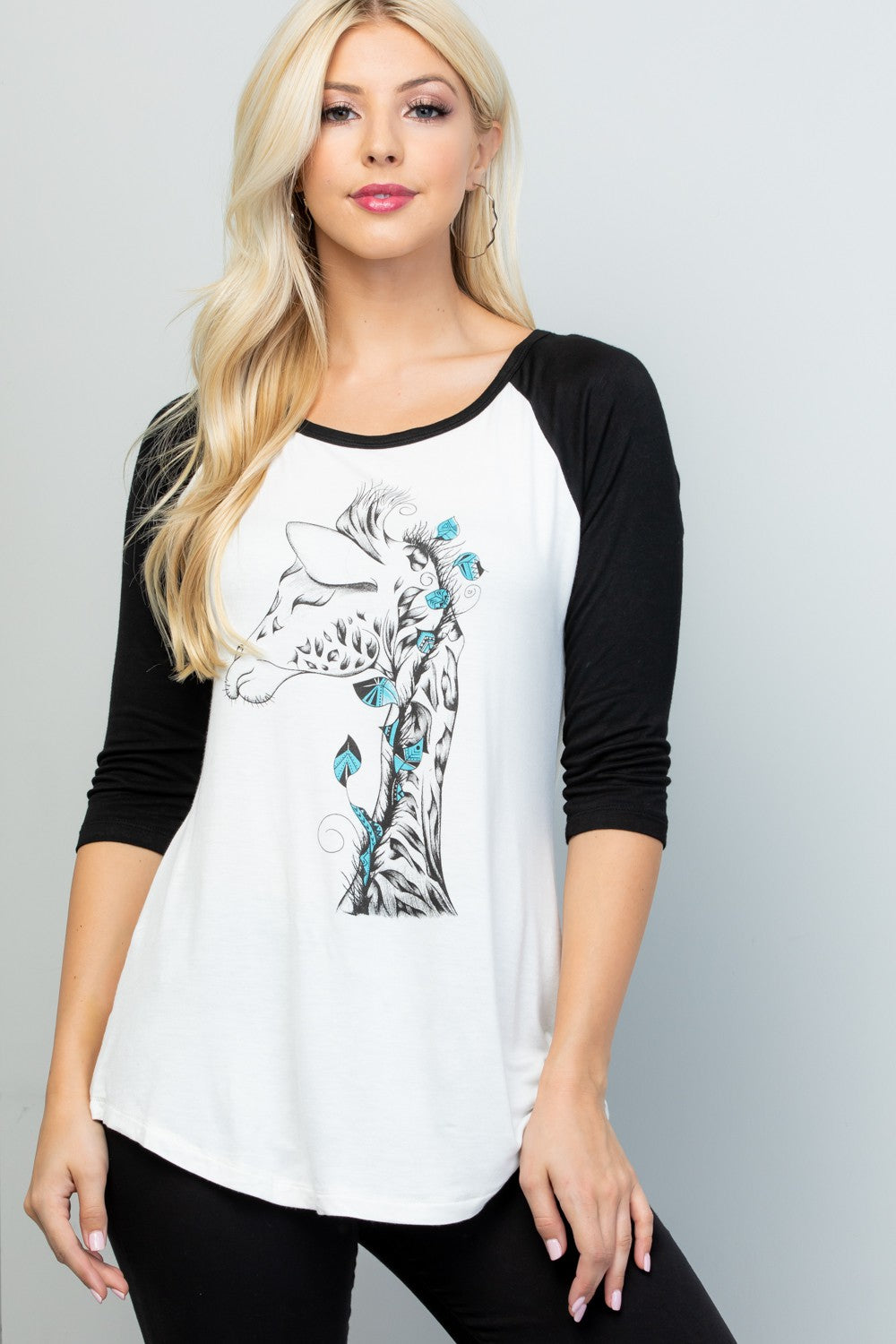 Giraffe Print Raglan Shirt