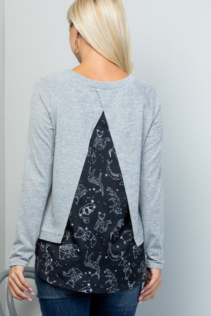 Celestial Animal Print Sweater Top