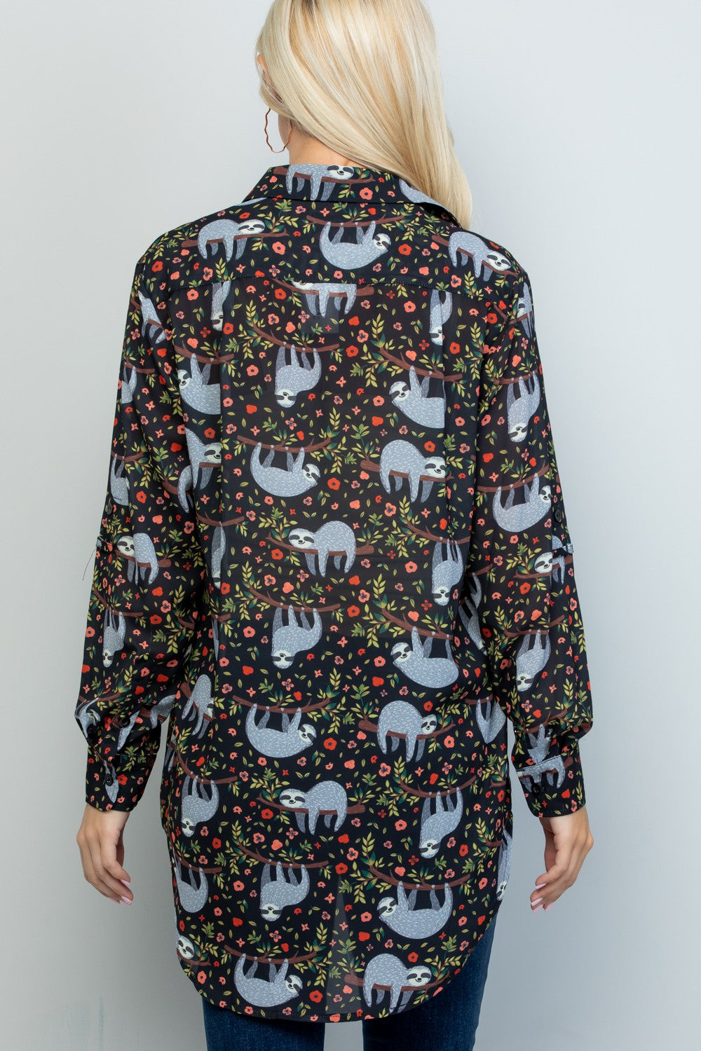 Sloth Print High Low Shirt