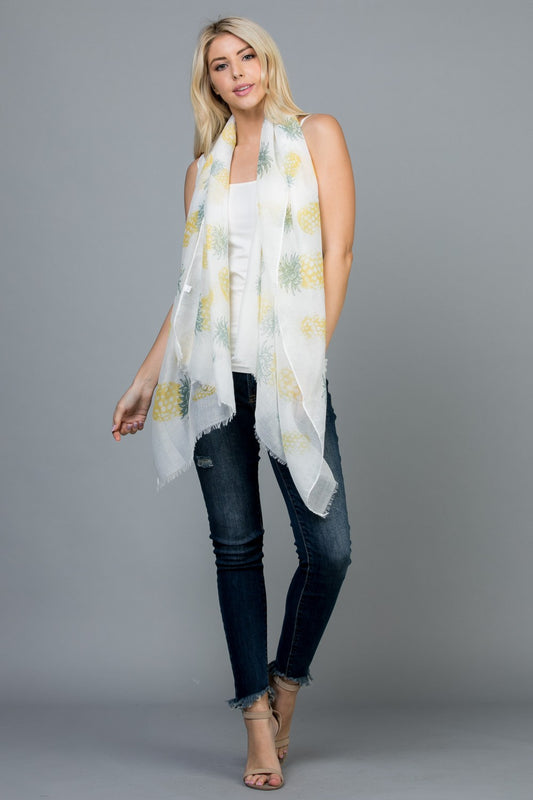 Pineapple Print Scarf in White