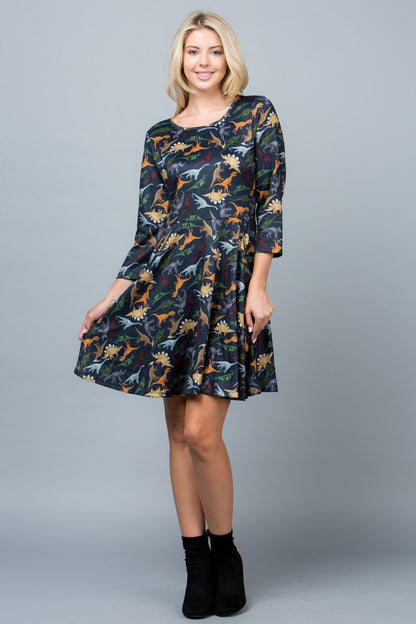 Dino Print Tunic Dress