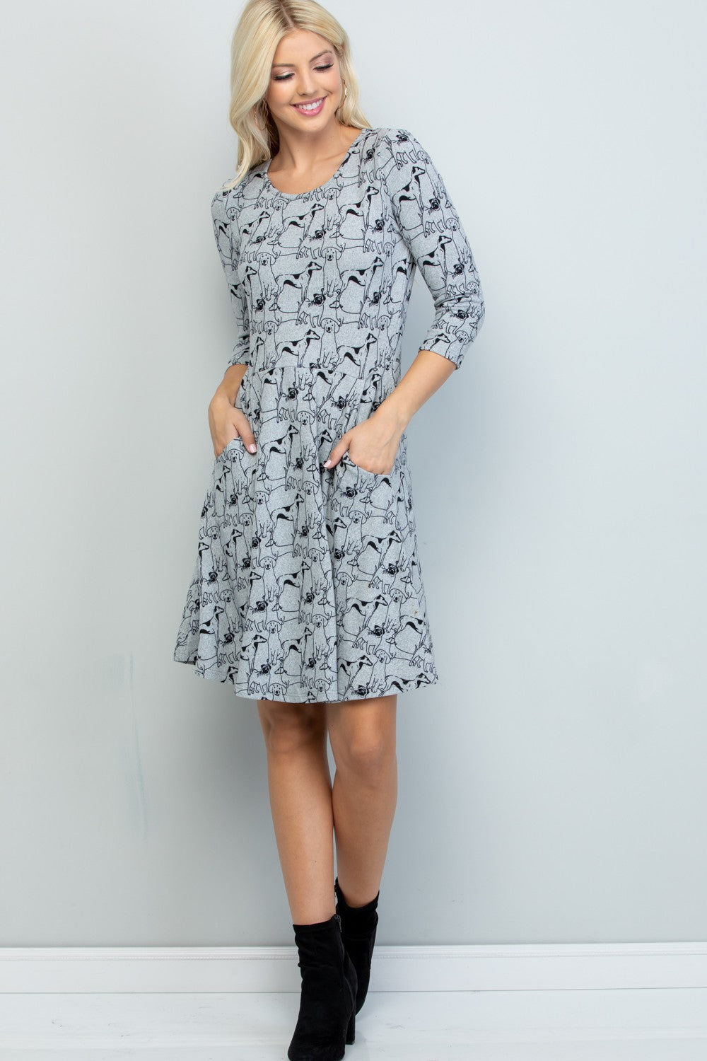 Dog Print Winter Tunic Dress