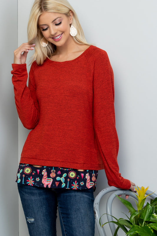 Fiesta Llama Print Sweater Top