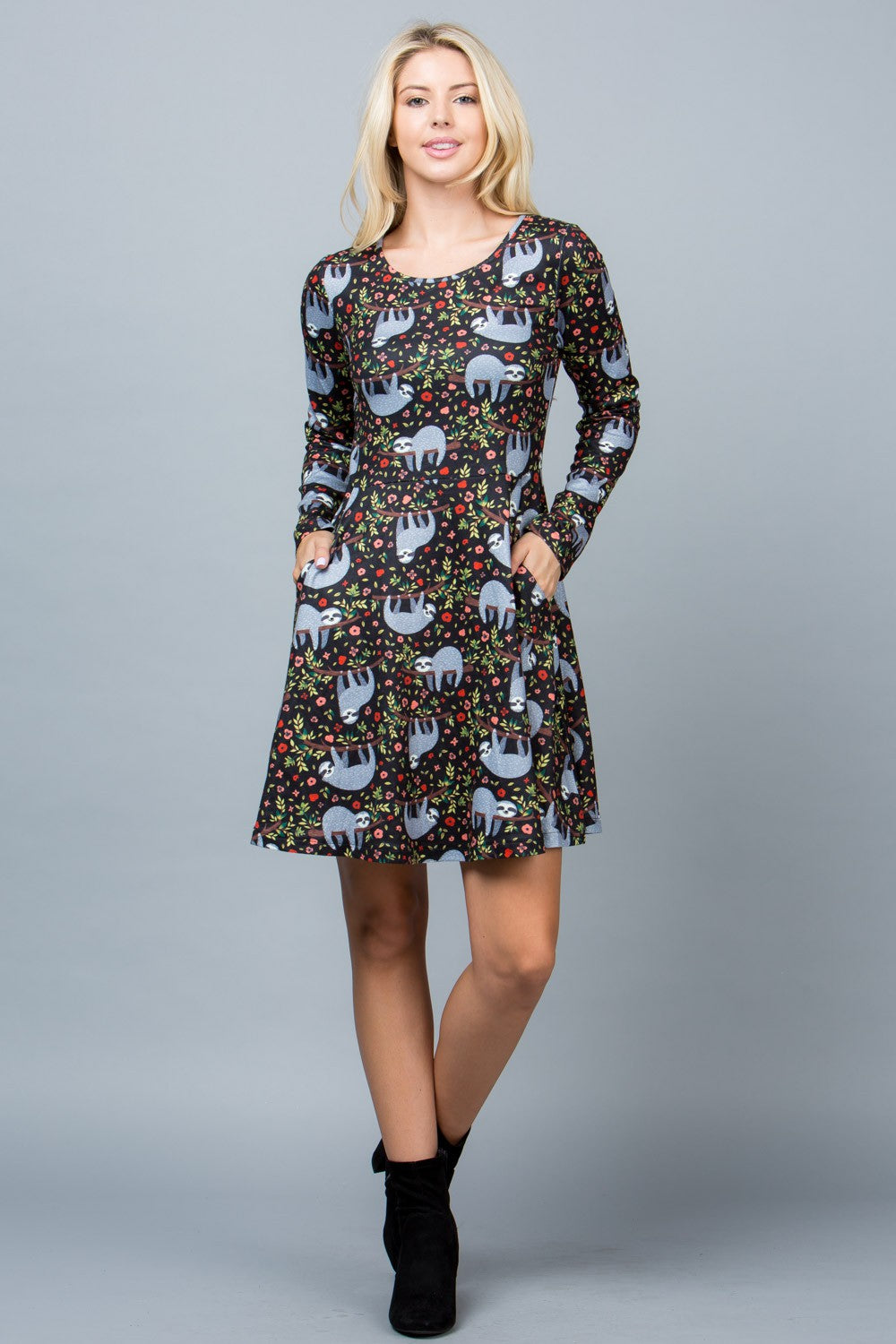 Sloth Print Tunic Dress