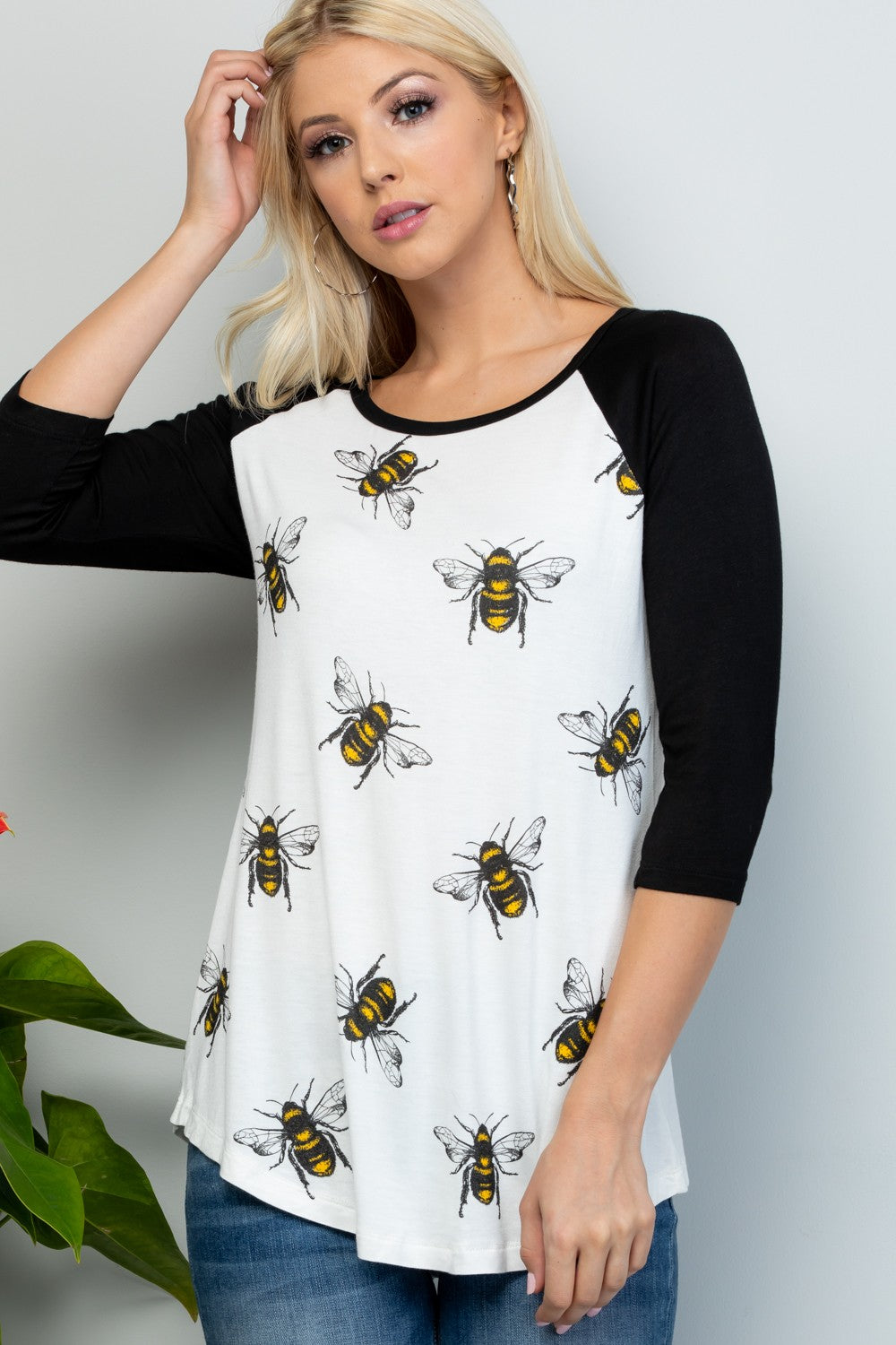 Bee Print Raglan Shirt