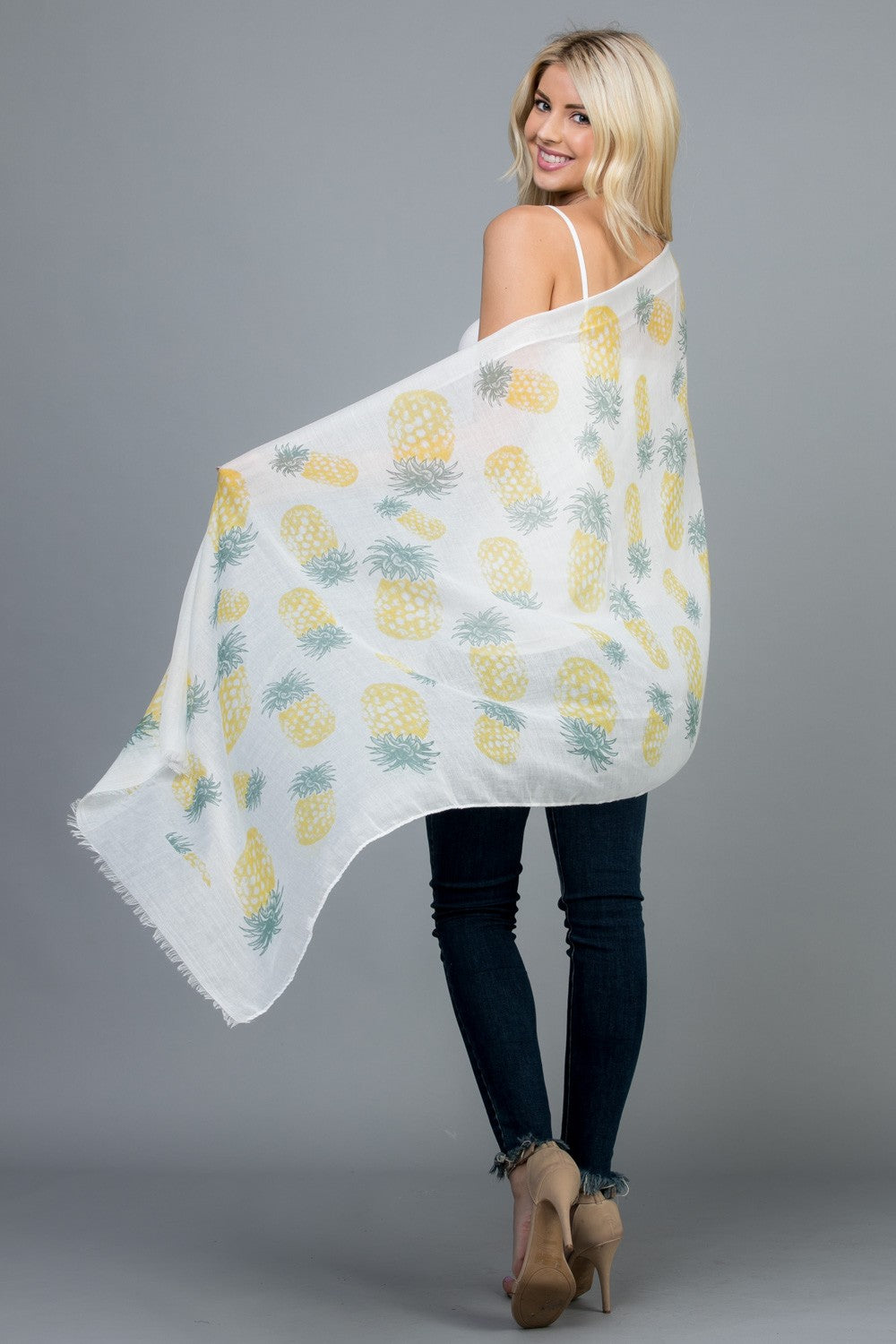 Pineapple Print Scarf in White