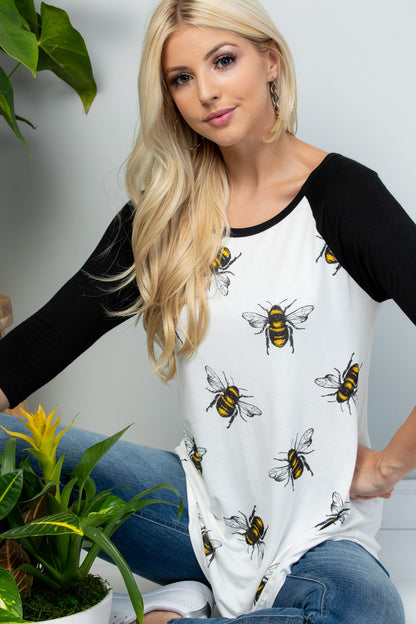 Bee Print Raglan Shirt