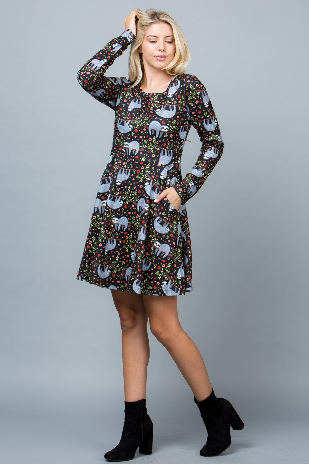 Sloth Print Tunic Dress