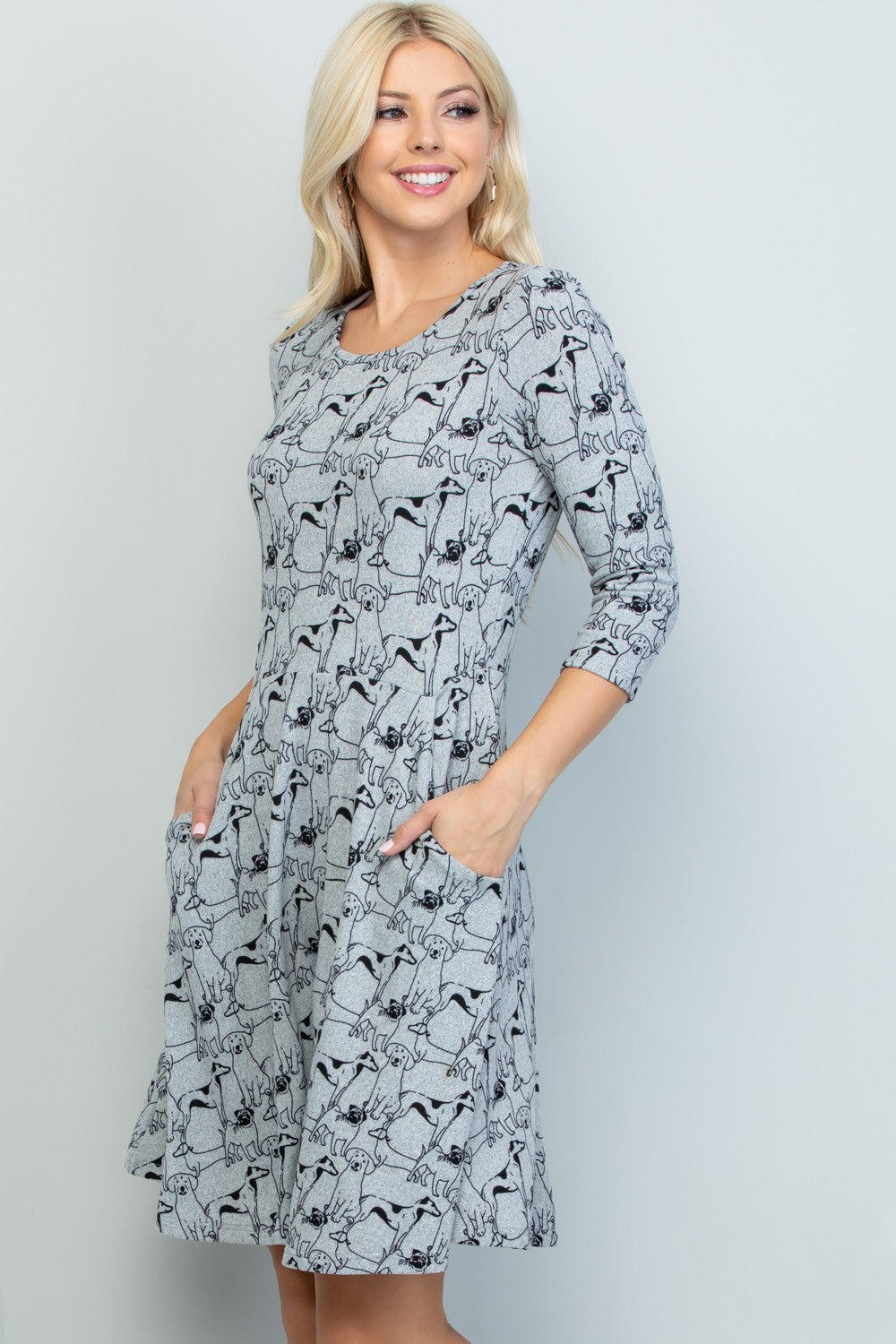 Dog Print Winter Tunic Dress