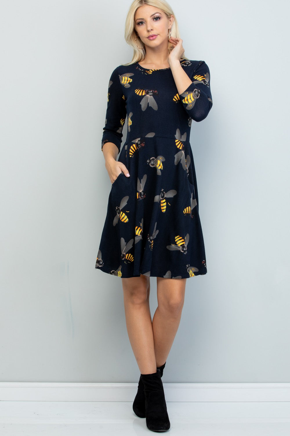 Bee Print Sweater Dress