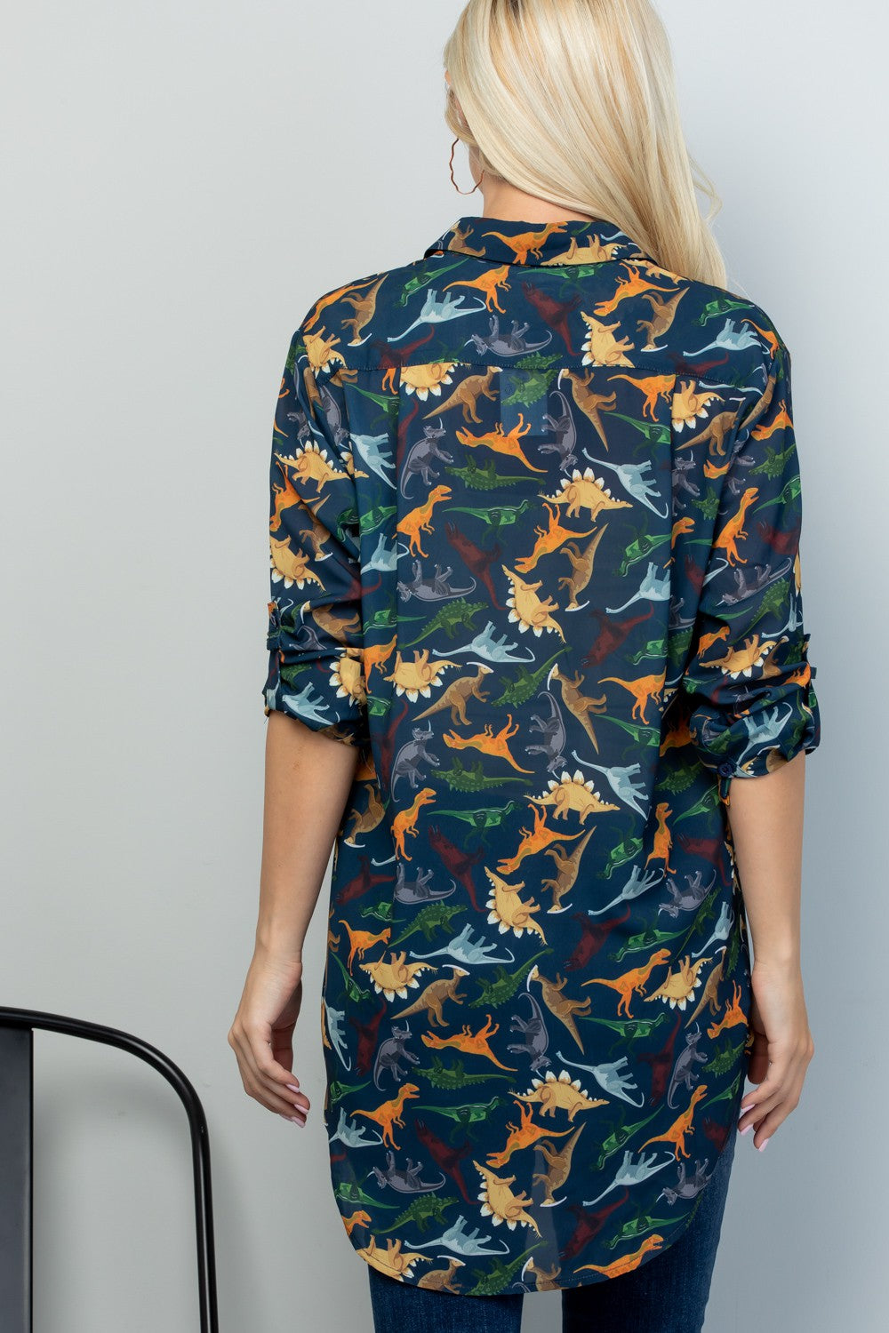 Dino Print High Low Shirt