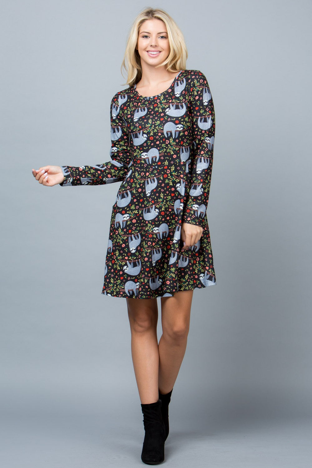 Sloth Print Tunic Dress