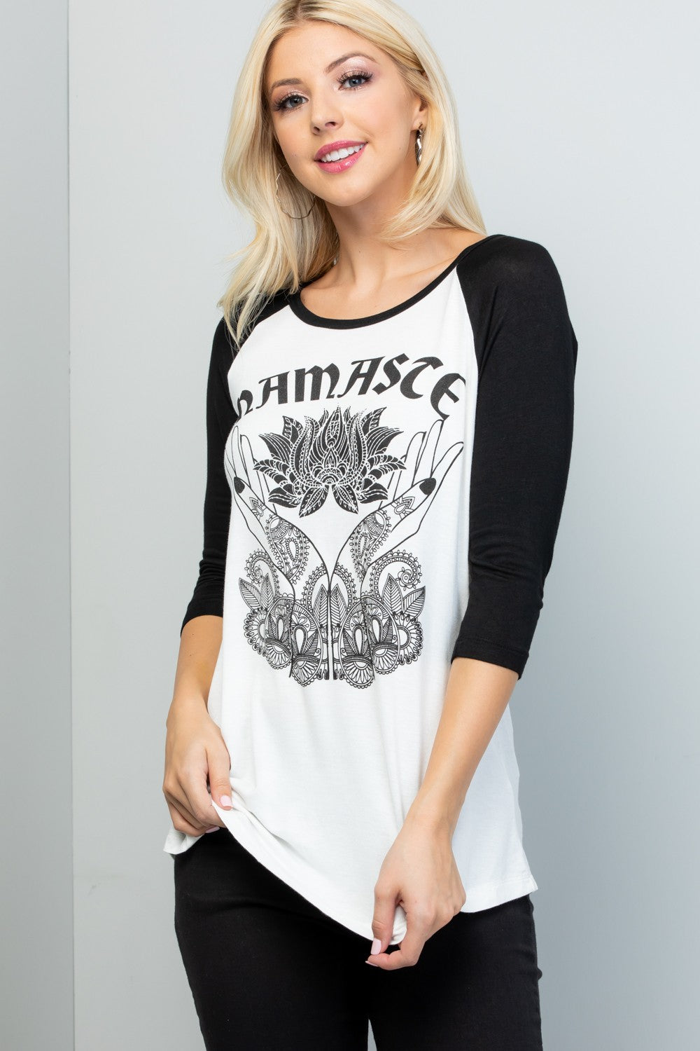 Namaste With Lotus  Raglan Shirt