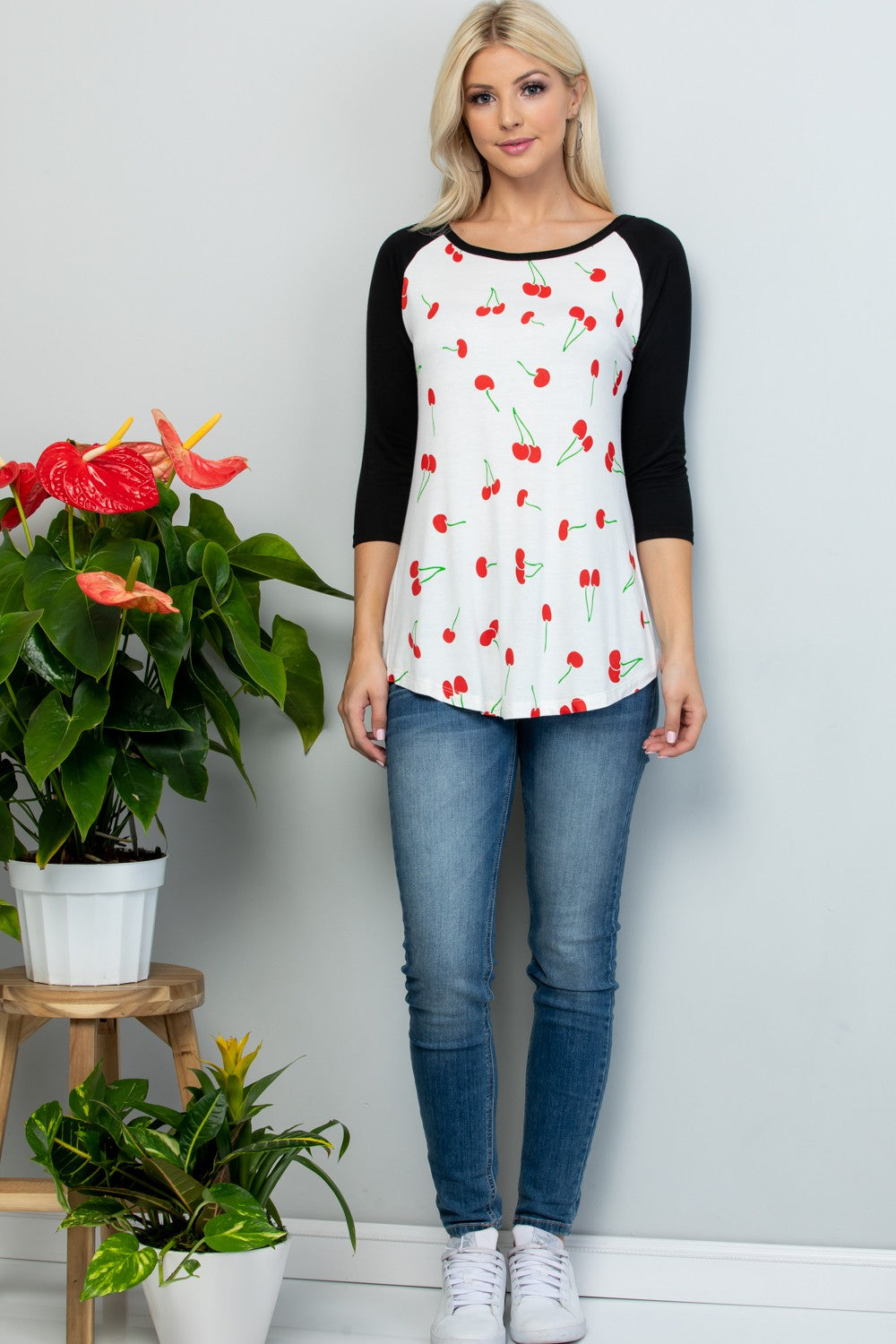 Cherry Print Raglan Shirt