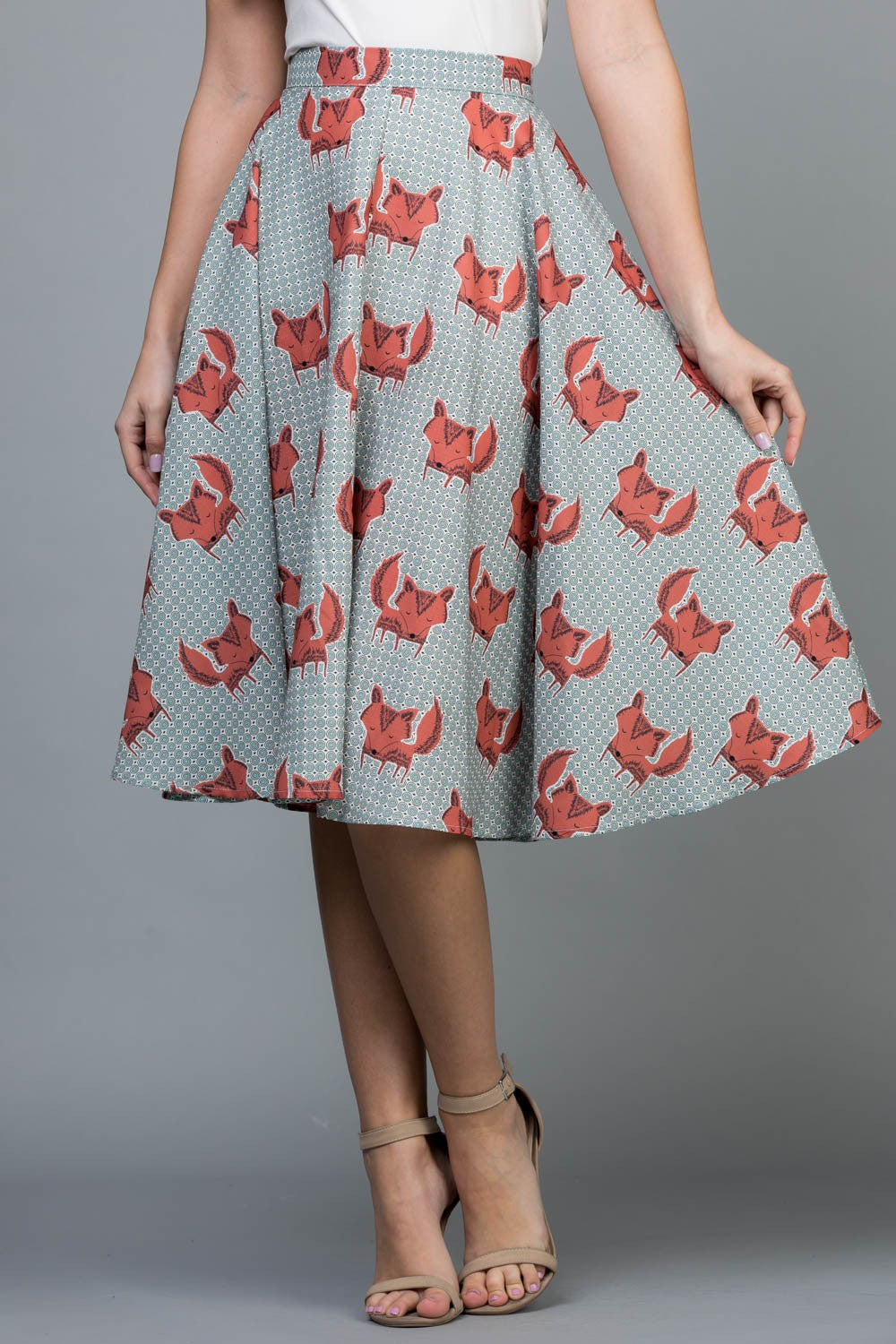 Fox Print Swing Skirt