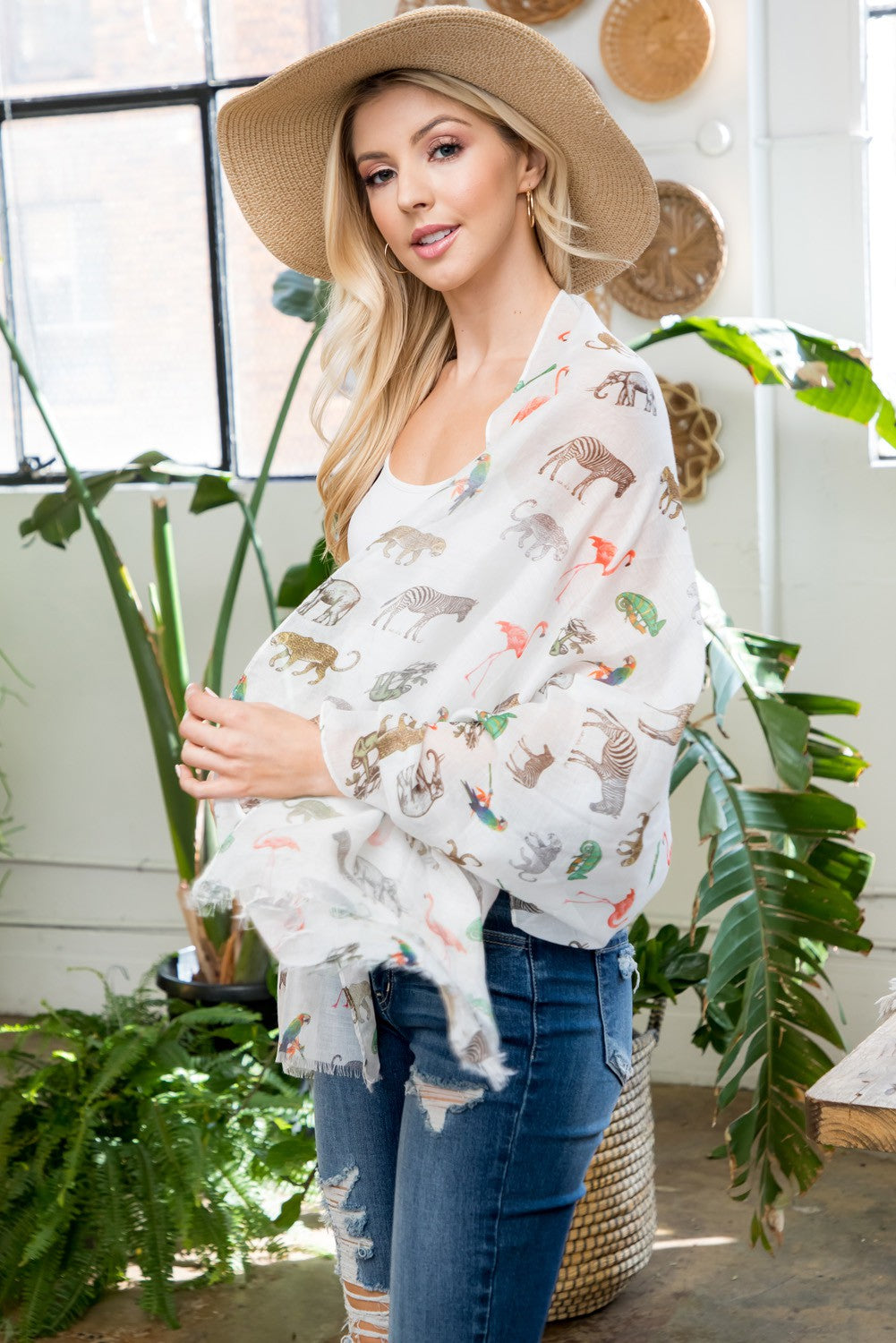 Group of Animal Friends Print Scarf