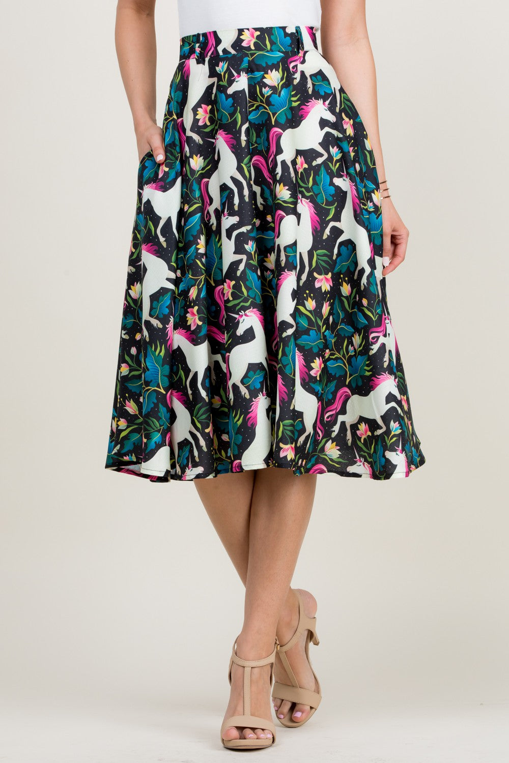 Unicorn Print Swing Skirt