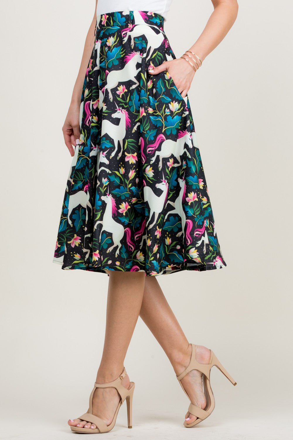 Unicorn Print Swing Skirt