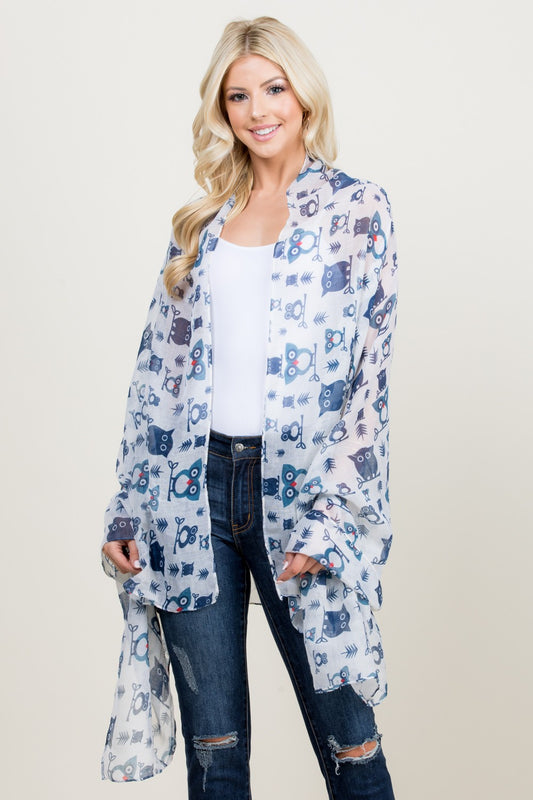 Allover Baby Owl Print Scarf
