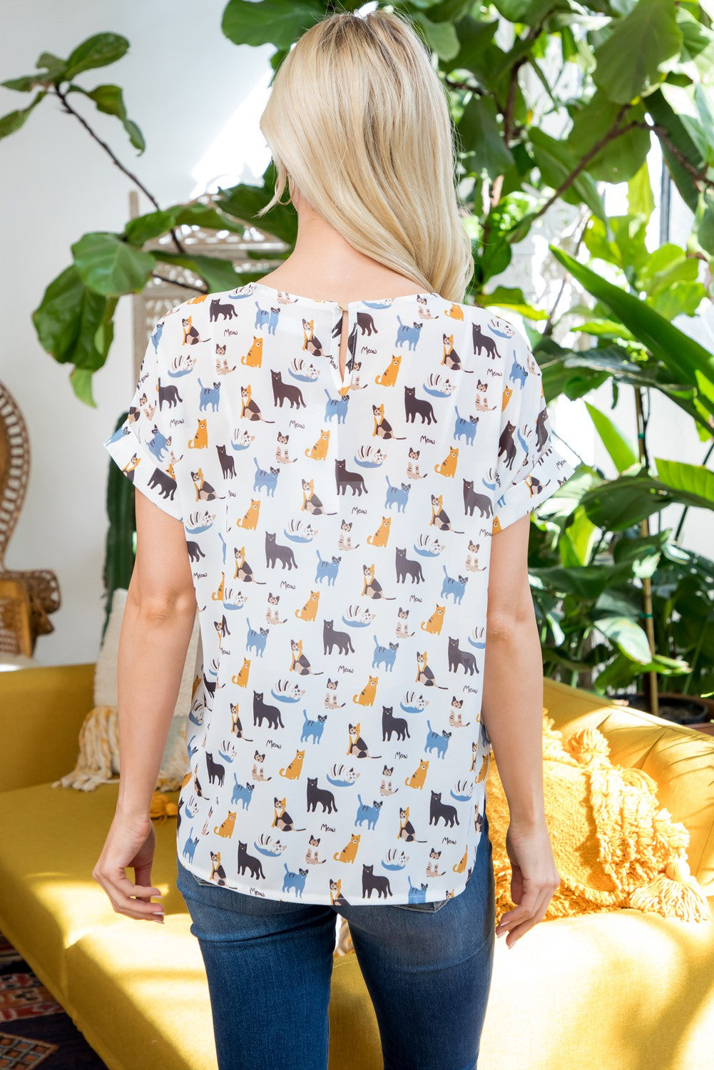 Colorful Cat Short Sleeve Top
