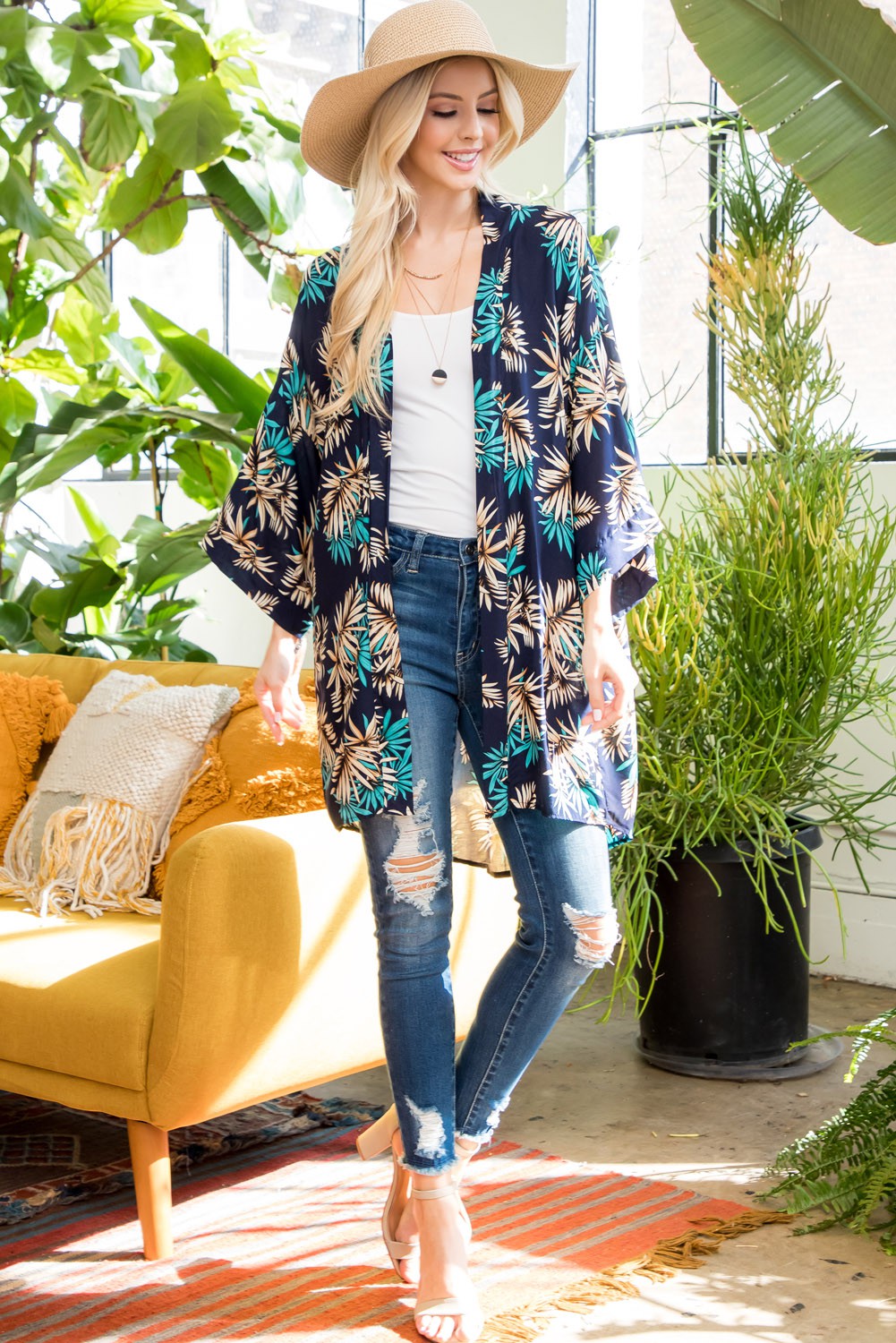 Leaf Print Kimono