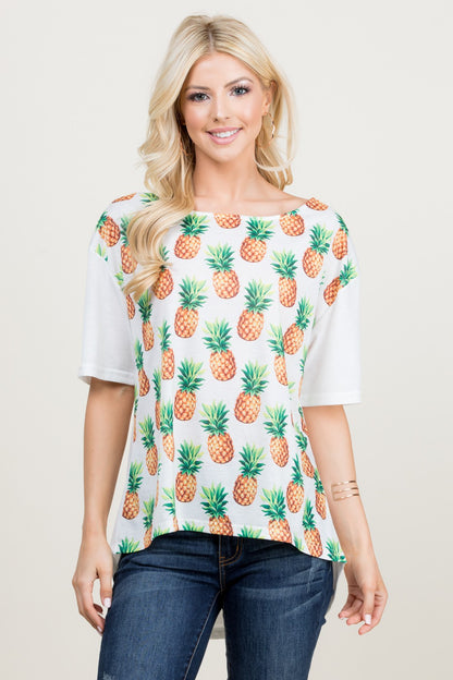 Pineapple Print Short Sleeve T-Shirt