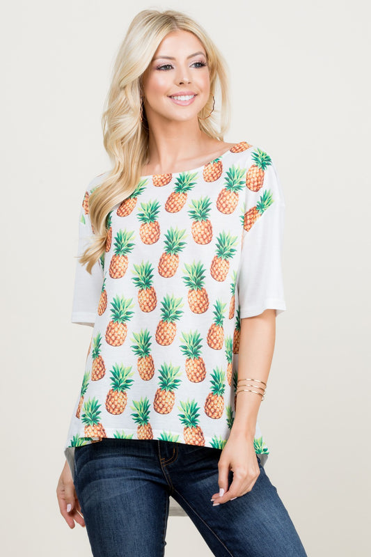 Pineapple Print Short Sleeve T-Shirt