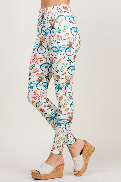 Floral Bicycle Print Legging