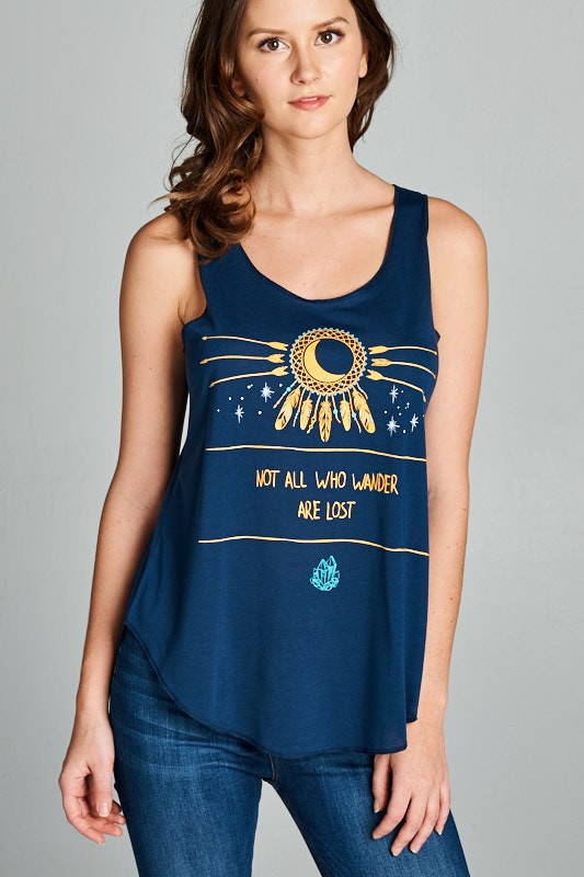 "Not all who wonder are lost" Graphic Tanktop