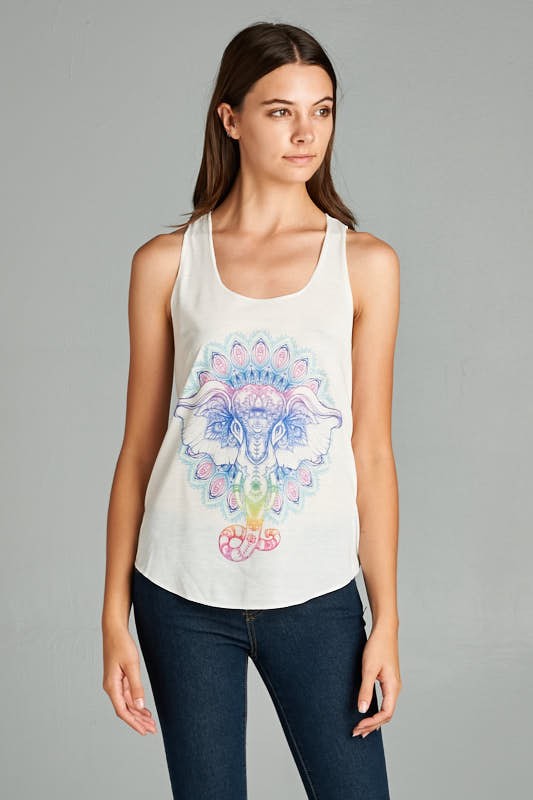 Colorful Elephant Graphic Tanktop