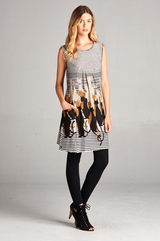 Cat Stripe Sweater Dress