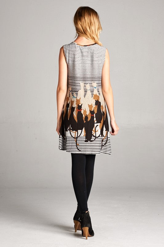 Cat Stripe Sweater Dress