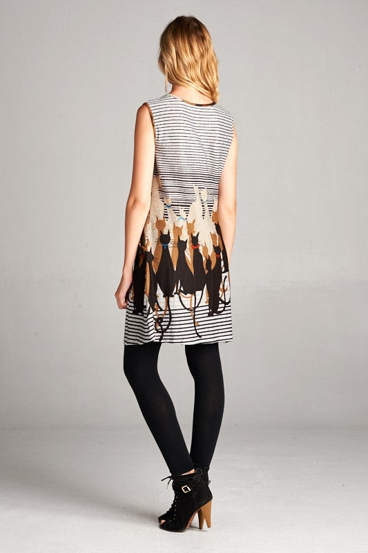 Cat Stripe Sweater Dress