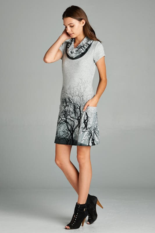 Tree Branches Sweater Tunic Dress