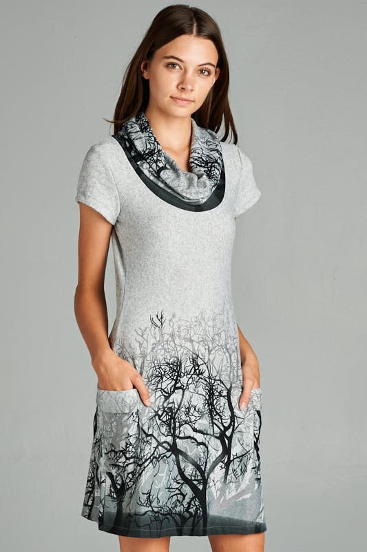 Tree Branches Sweater Tunic Dress