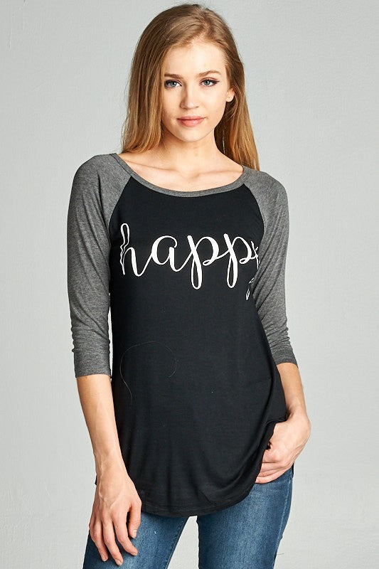 Happy Print Raglan Shirt