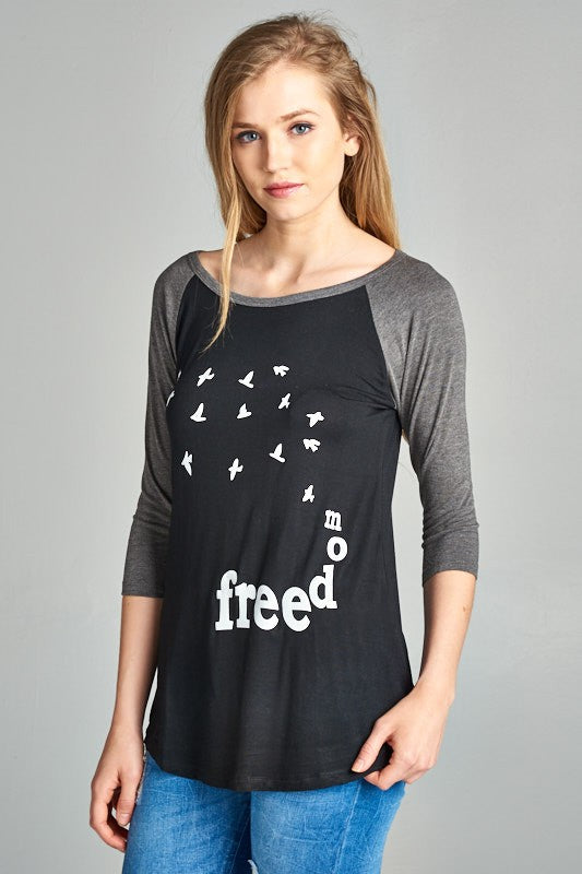 Freedom With Bird Raglan Shirt