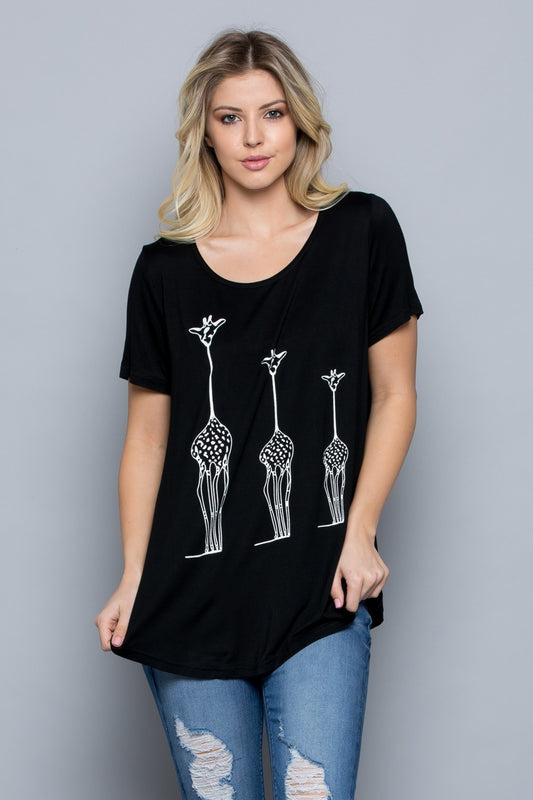 Three Giraffes Short Sleeve T-Shirt