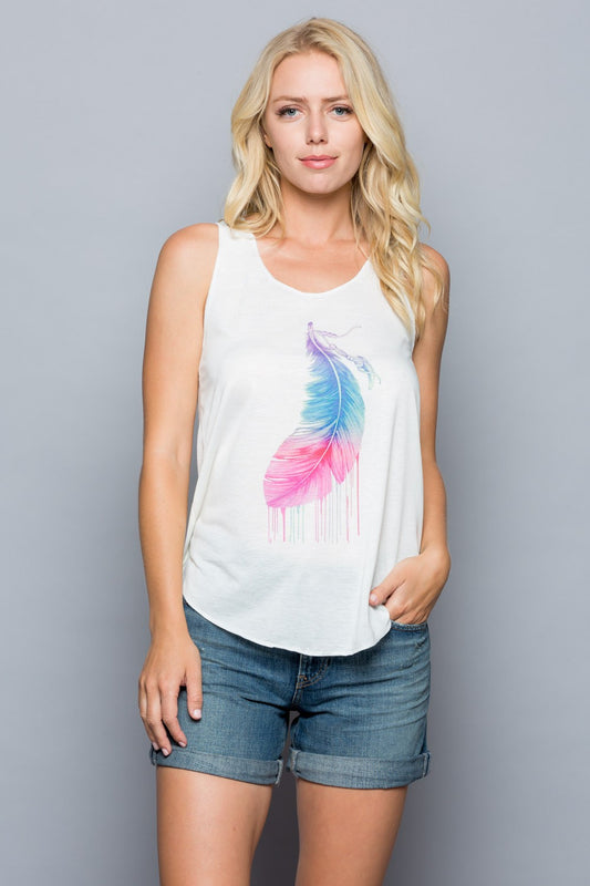 Colorful Feather Graphic Tanktop
