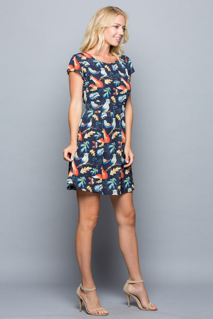 Woodland Forest Animal Fit & Flare Dress