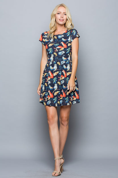 Woodland Forest Animal Fit & Flare Dress