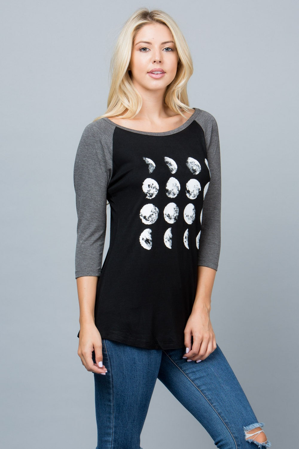 Phase Of Moon Print Raglan Shirt