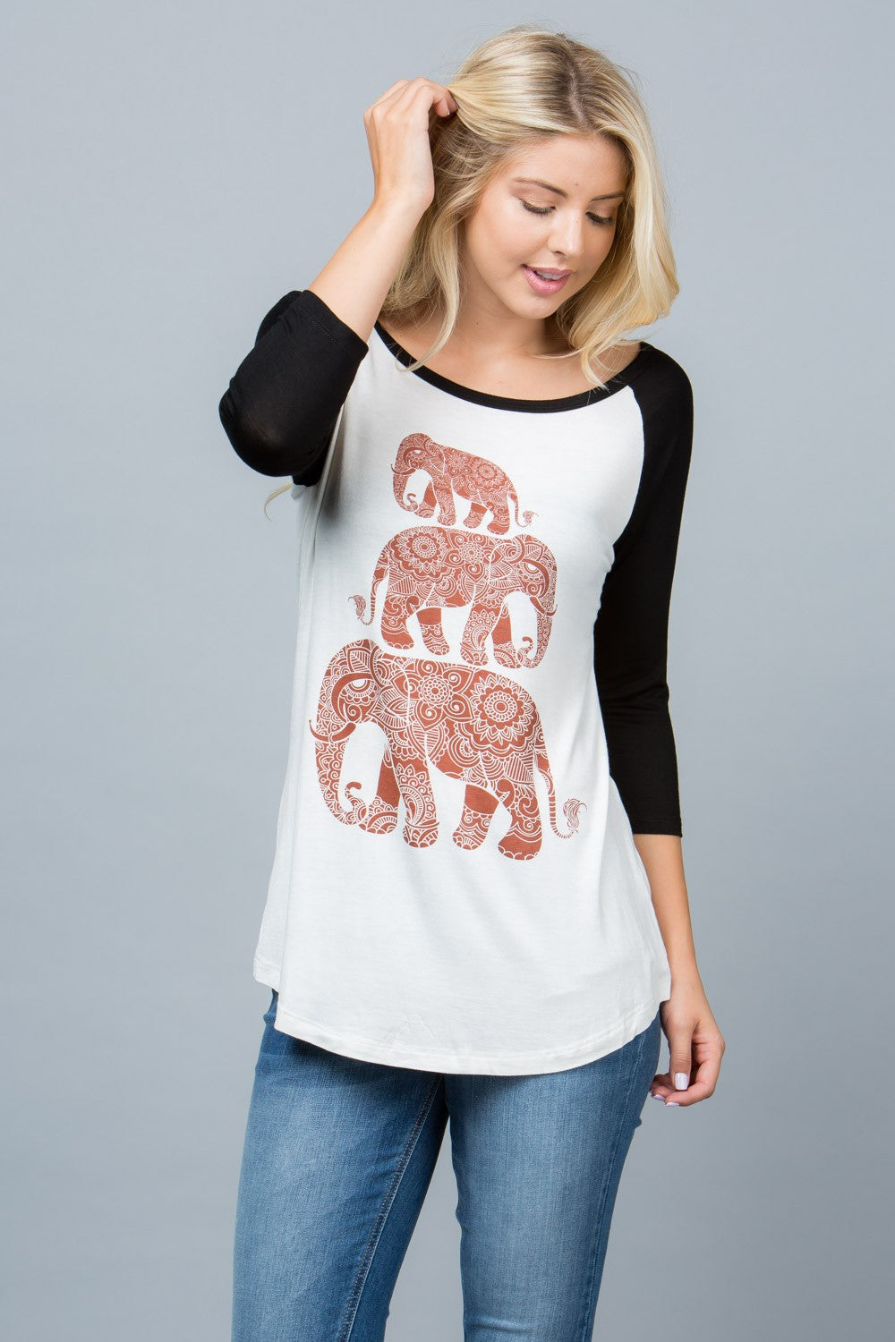 Three Elephants Raglan Shirt