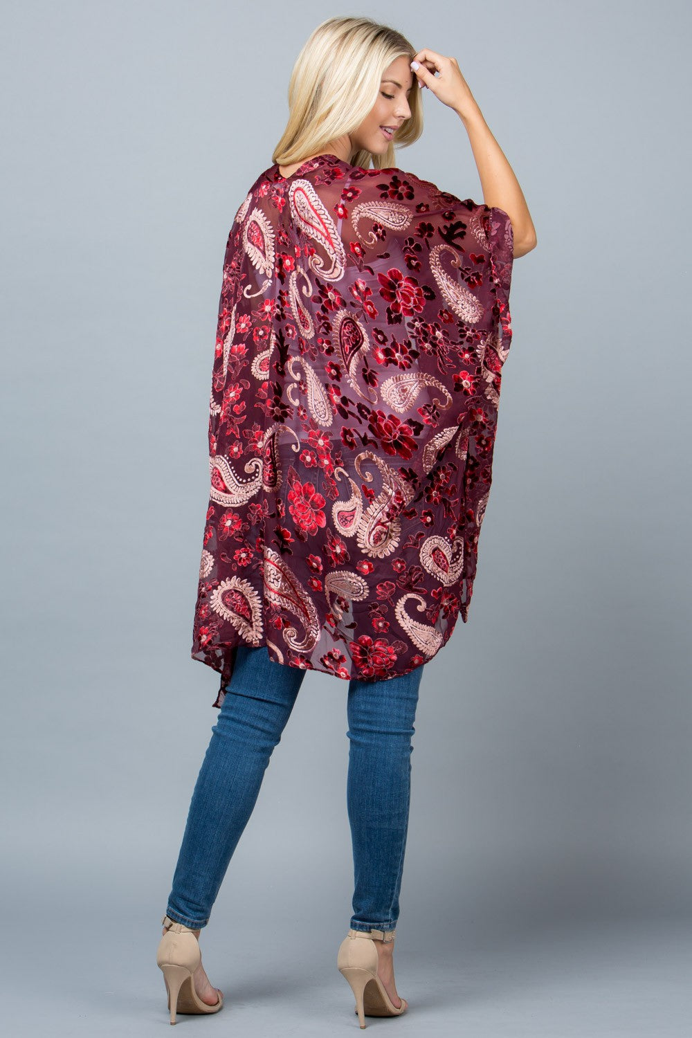 Paisley Burnout Velvet Kimono